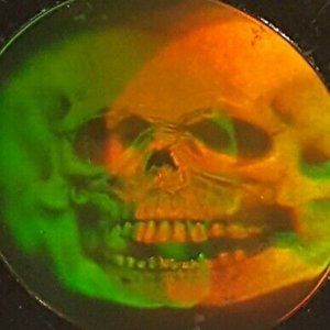 80's Art Vinyl Hologram Sticker 3D decal Single Round Sticker Skull 1.25" Rare